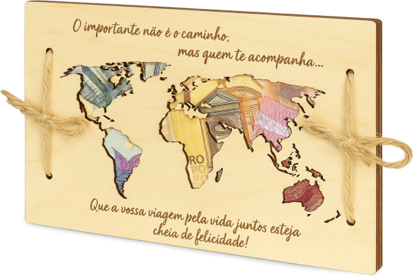 Cartão de felicitação de madeira - Mundo