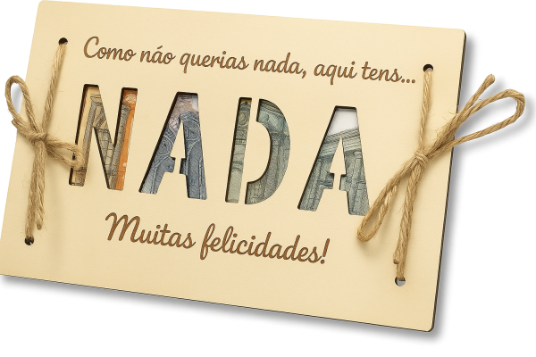 Cartão de felicitação de madeira - NADA